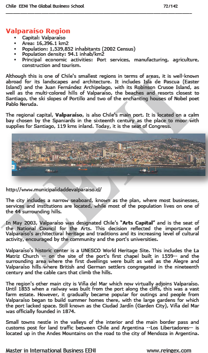 Valparaiso Chile negosyo (Kurso Master Doctorate)